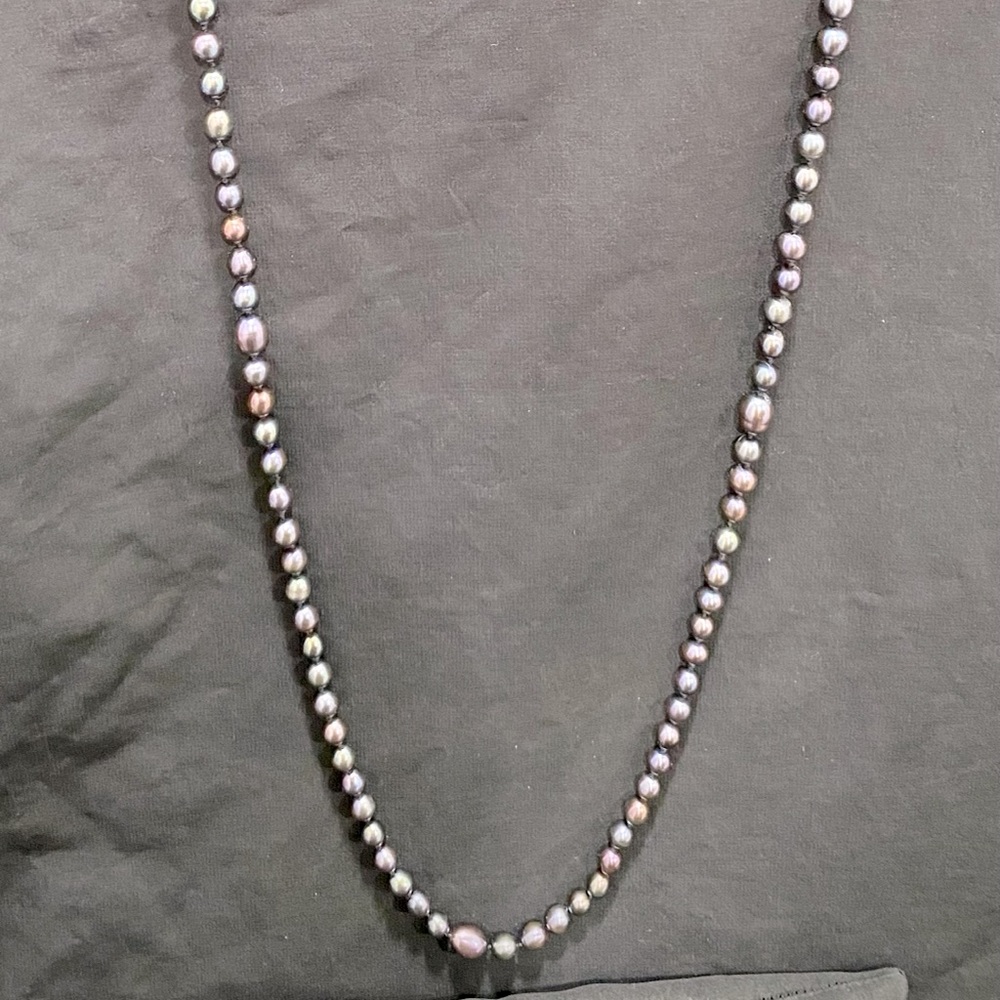 Long faux pearl rope necklace